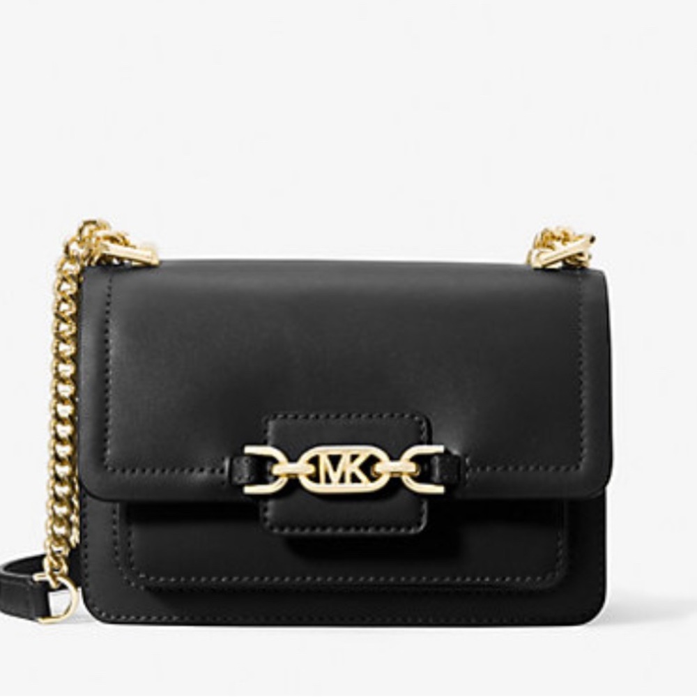 Michael Kors Heather Small Black Leather Crossbody Bag